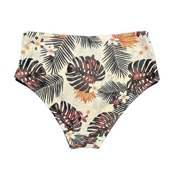Cheeky High-Waisted Swim Bottoms Size M Hawaiian Floral Print - Picture 2 of 2